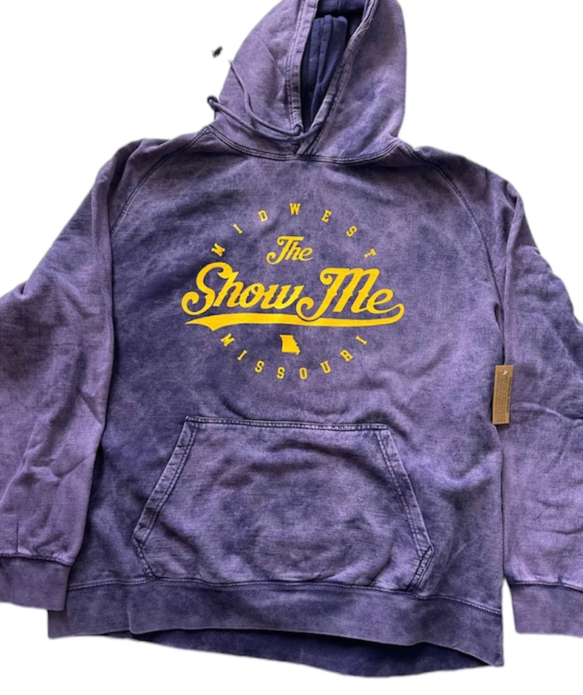 Purple/Gold Mineral Washed Graphic Hoodie